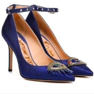 Sam Edelman Hermione 2 Women's Shoes, Poseidon Blue Silk Dupioni
